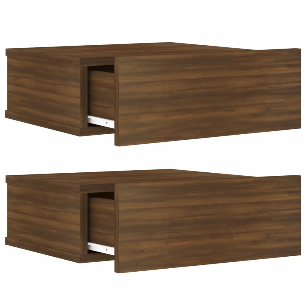 Tables de chevet flottantes 2 pcs Chêne marron 40x30x15 cm