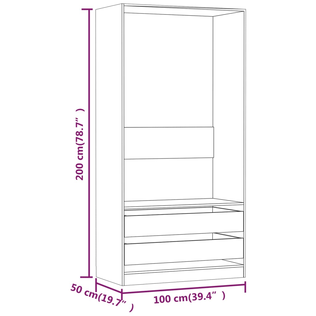 Garde-robe Chêne fumé 100x50x200 cm Bois d'ingénierie