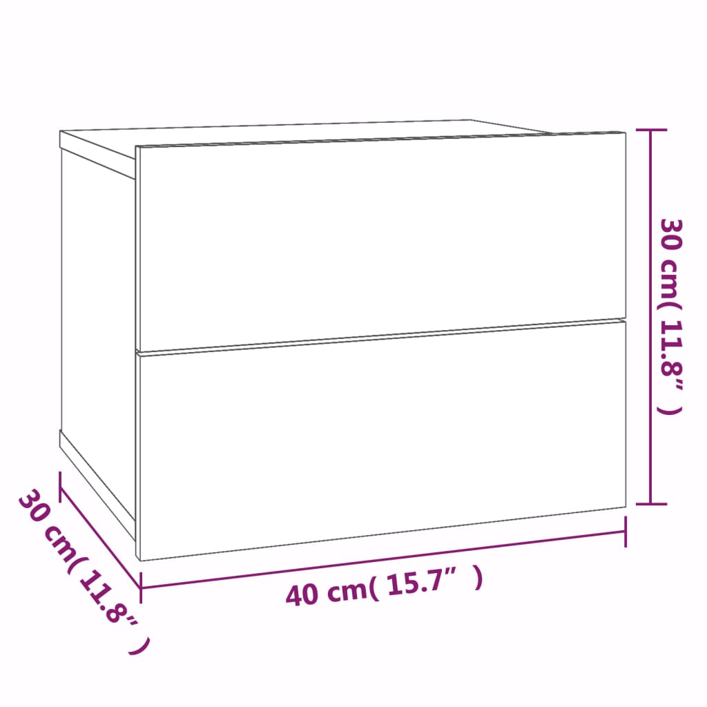 Table de chevet Chêne fumé 40x30x30 cm Bois d'ingénierie