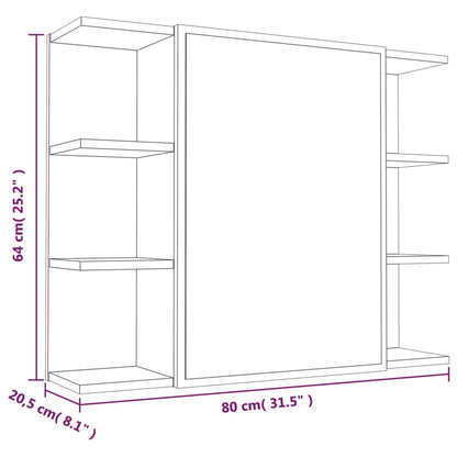 Armoire à miroir de salle de bain Sonoma gris 80x20,5x64cm Bois