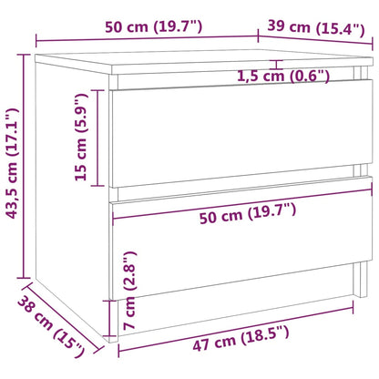 Table de chevet Sonoma gris 50x39x43,5 cm Bois d'ingénierie