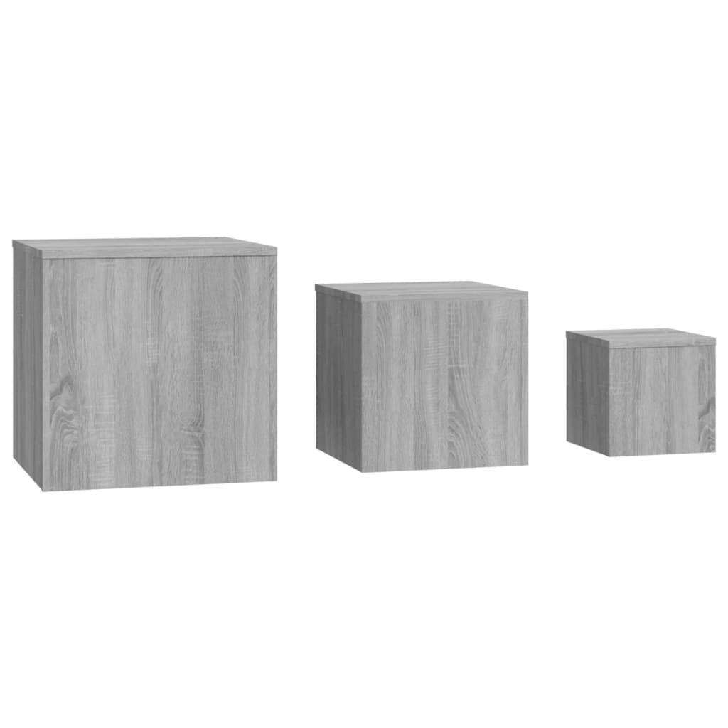 Tables d'appoint 3 pcs Sonoma gris Bois d'ingénierie