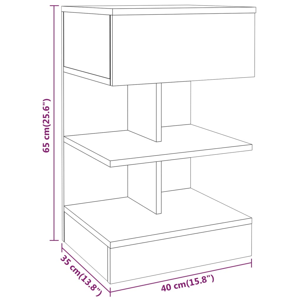 Tables de chevet 2 pcs Sonoma gris 40x35x65cm Bois d'ingénierie