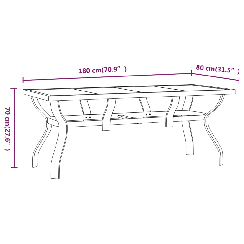 Ensemble à manger de jardin 7 pcs Gris et noir