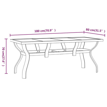 Ensemble à manger de jardin 7 pcs Gris et noir