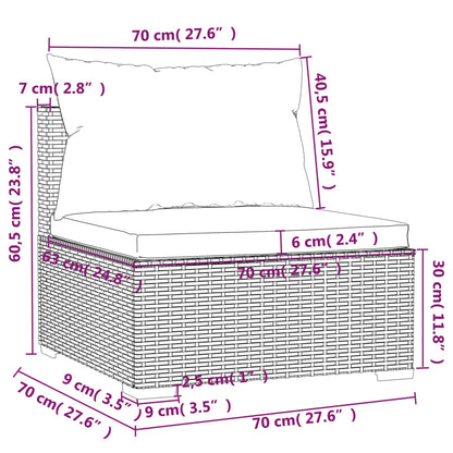 Salon de jardin avec coussins 9 pcs marron résine tressée