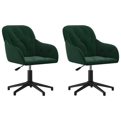 Chaises pivotantes à manger lot de 2 Vert foncé Velours