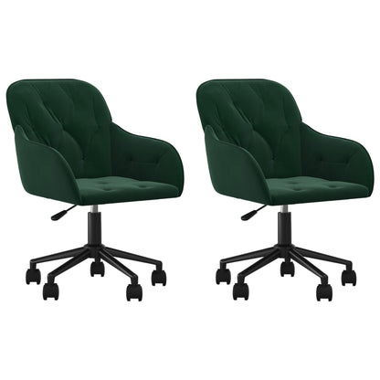 Chaises pivotantes à manger lot de 2 Vert foncé Velours