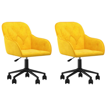 Chaises pivotantes à manger lot de 2 Jaune Velours