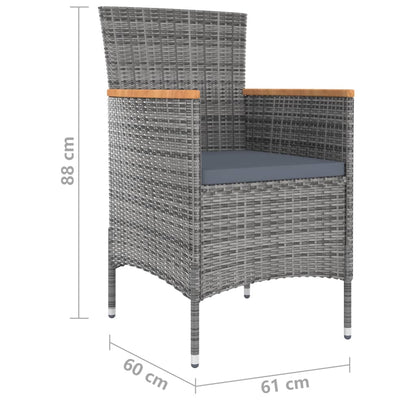 Ensemble à manger de jardin 9 pcs avec coussins Gris