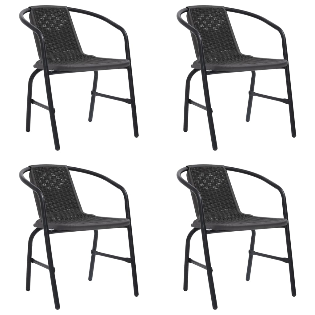 Chaises de jardin lot de 4 Rotin plastique et acier 110 kg