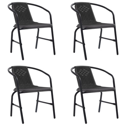 Chaises de jardin lot de 4 Rotin plastique et acier 110 kg