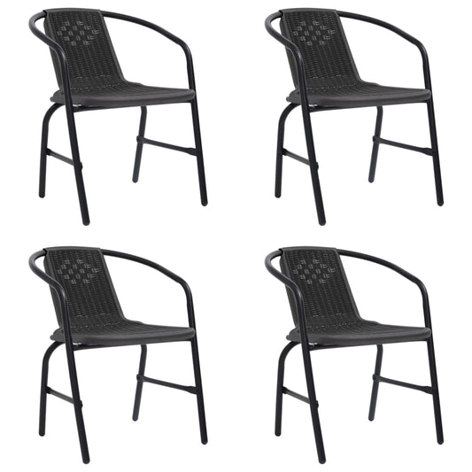 Chaises de jardin lot de 4 Rotin plastique et acier 110 kg