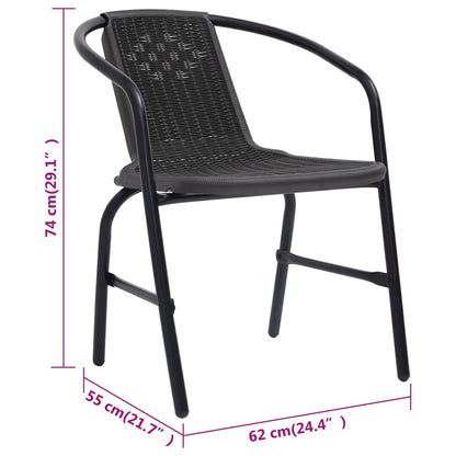 Chaises de jardin lot de 4 Rotin plastique et acier 110 kg