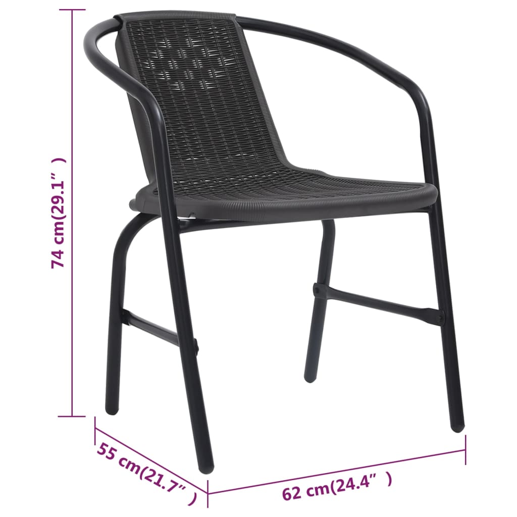 Chaises de jardin lot de 6 Rotin plastique et acier 110 kg