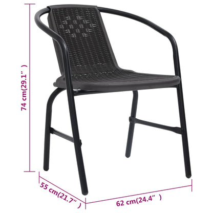 Chaises de jardin lot de 8 Rotin plastique et acier 110 kg