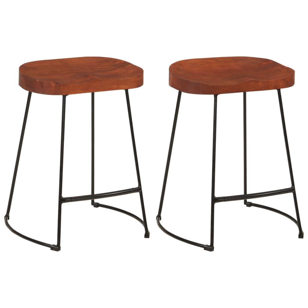 Tabourets de bar Gavin lot de 2 45x38x53cm bois massif manguier