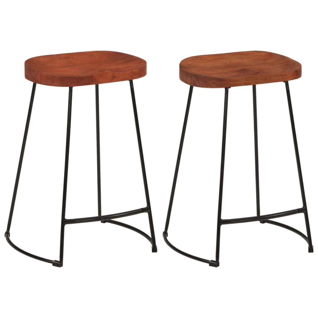 Tabourets de bar Gavin lot de 2 45x40x63cm bois massif manguier