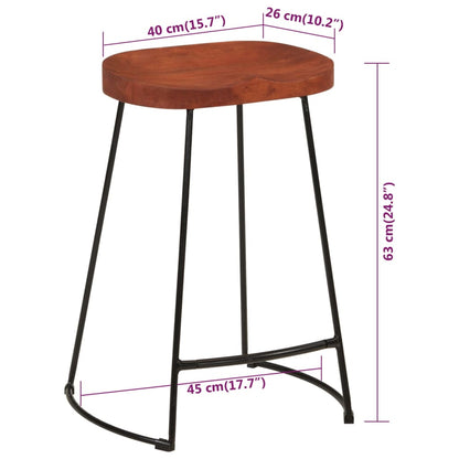 Tabourets de bar Gavin lot de 2 45x40x63cm bois massif manguier