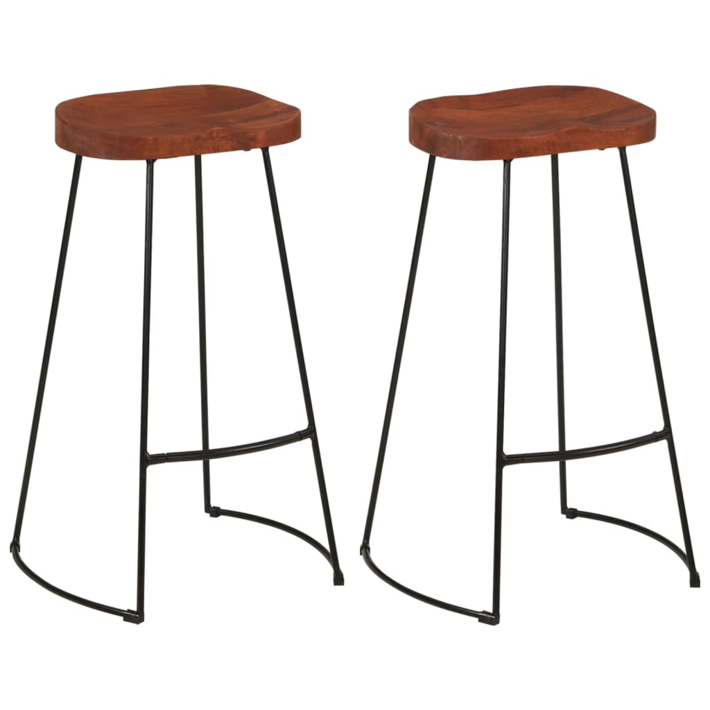 Tabourets de bar Gavin lot de 2 50x40x78cm bois massif manguier