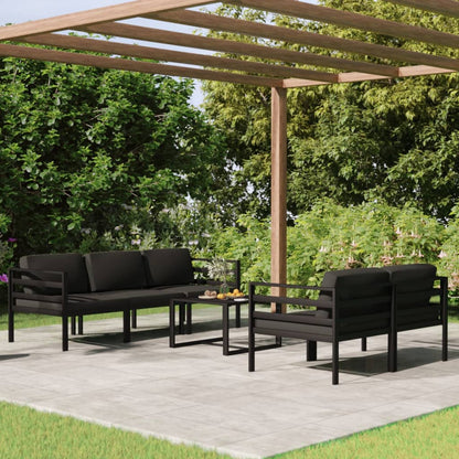 Salon de jardin 6 pcs avec coussins Aluminium Anthracite