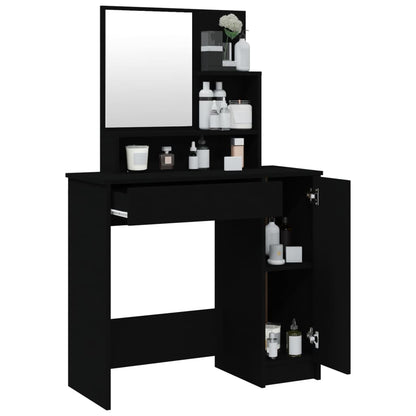 Coiffeuse avec miroir noir 86,5x35x136 cm