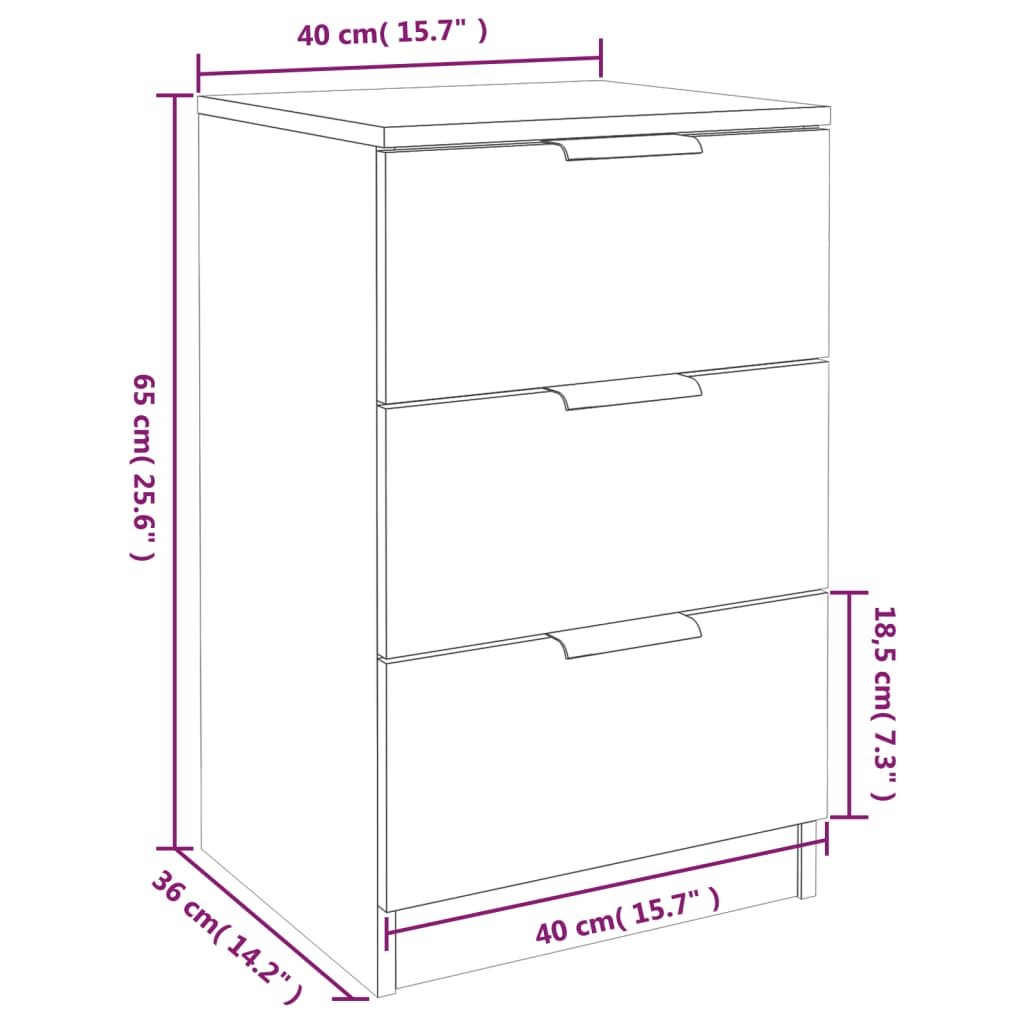 Tables de chevet 2 pcs noir 40x36x65 cm