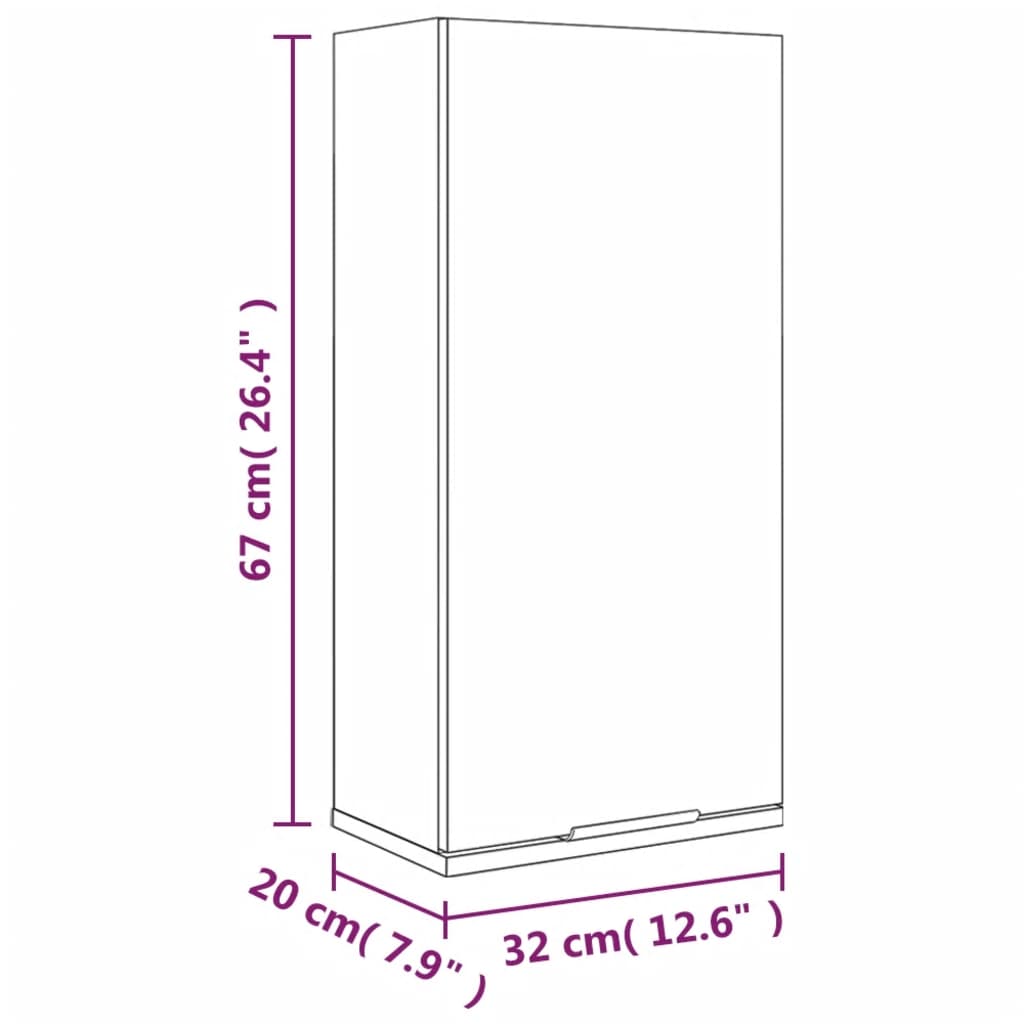 Armoire murale de salle de bain Noir 32x20x67 cm