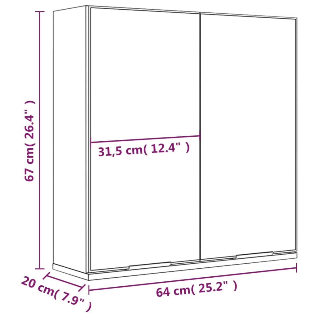 Armoire à miroir de salle de bain Blanc 64x20x67 cm