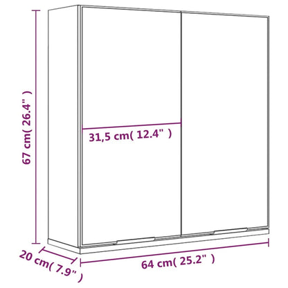 Armoire à miroir de salle de bain Blanc brillant 64x20x67 cm