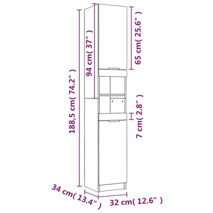 Armoire de salle de bain blanc 32x34x188,5 cm bois d'ingénierie