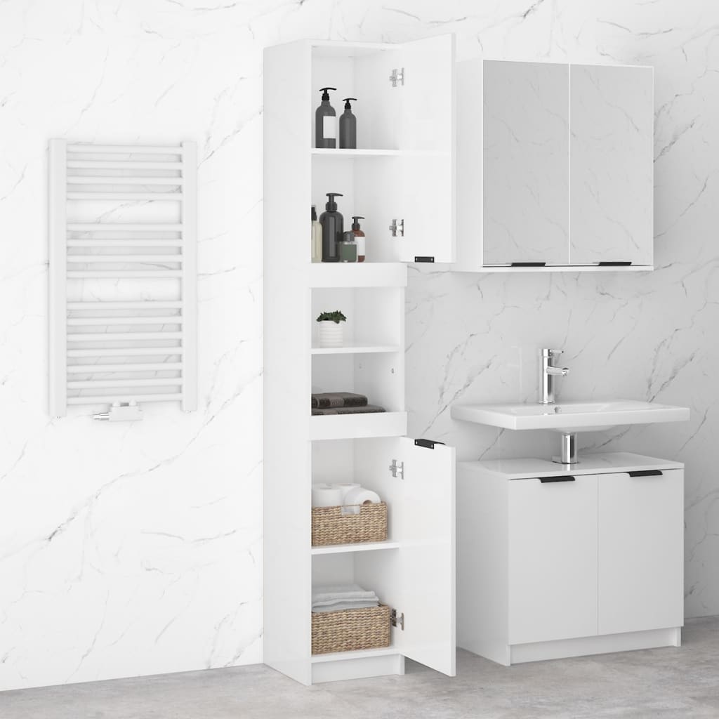 Armoire de salle de bain blanc brillant 32x34x188,5 cm