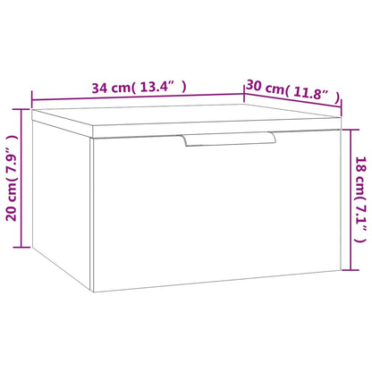 Table de chevet murale noir 34x30x20 cm