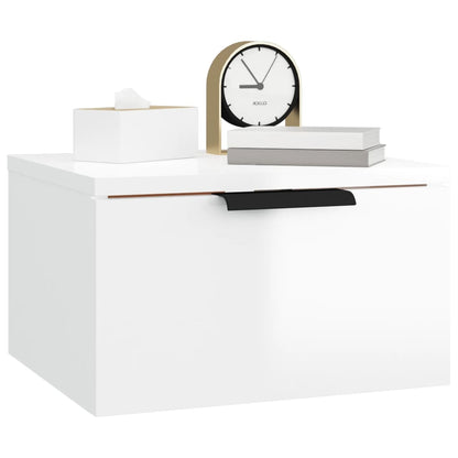 Table de chevet murale blanc brillant 34x30x20 cm