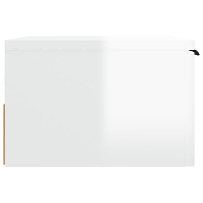 Tables de chevet murales 2 pcs blanc brillant 34x30x20 cm