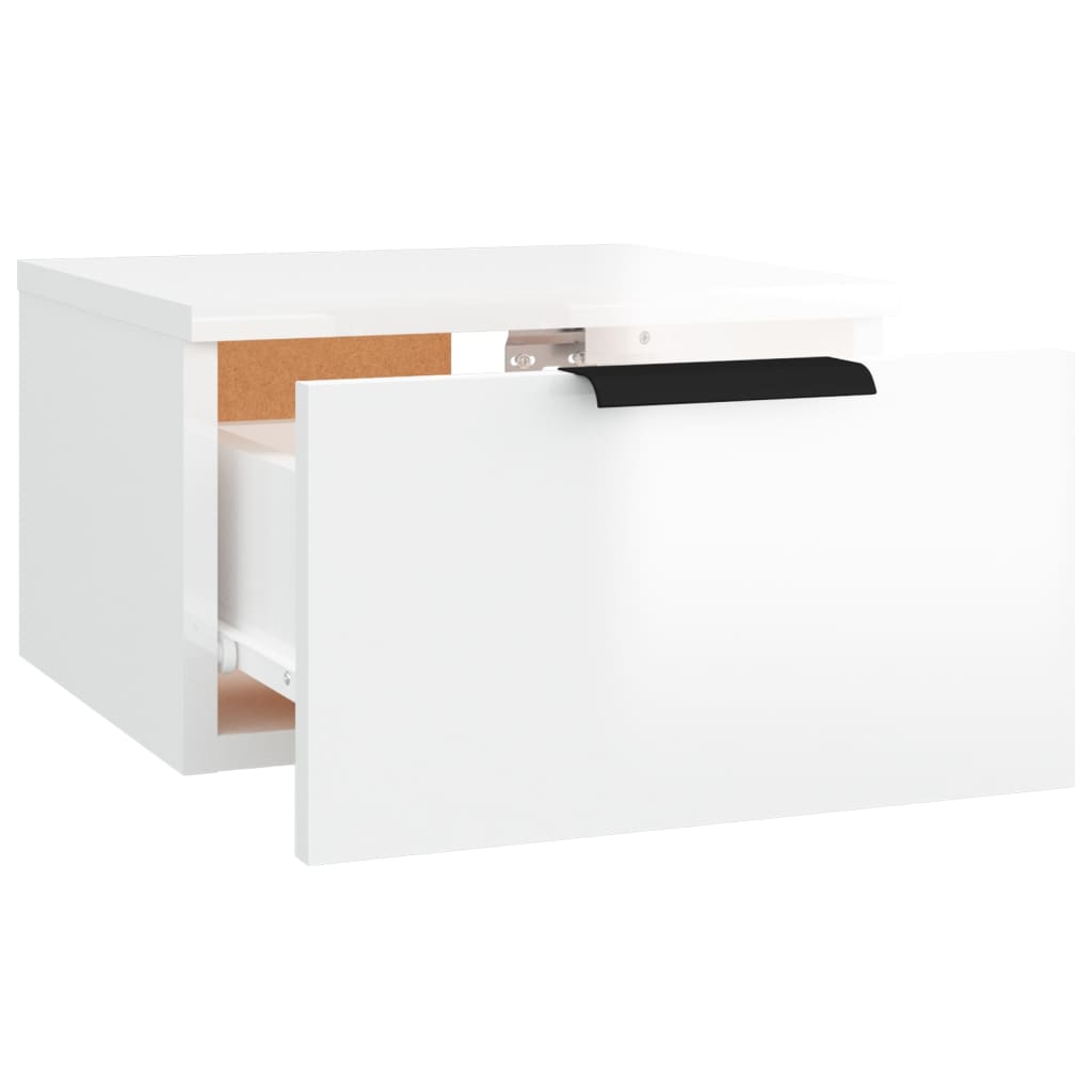 Tables de chevet murales 2 pcs blanc brillant 34x30x20 cm