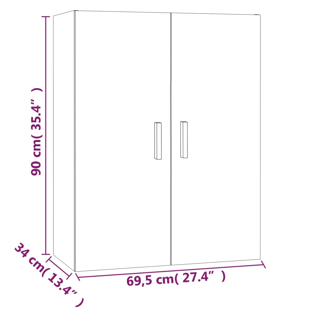 Armoire murale suspendue Noir 69,5x34x90 cm