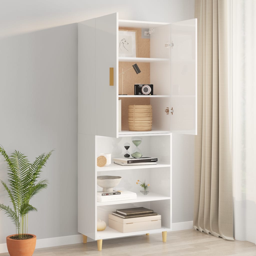 Armoire murale suspendue Blanc brillant 69,5x34x90 cm