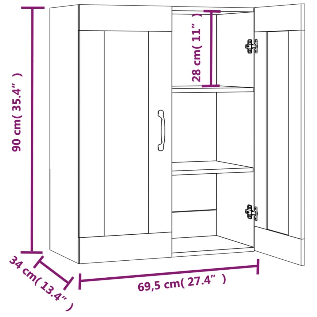 Armoire murale suspendue Chêne sonoma 69,5x34x90 cm