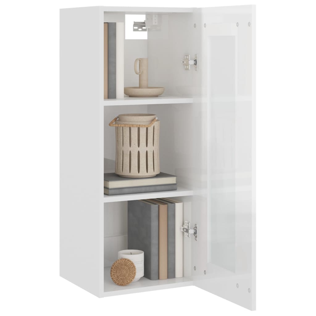 Armoire murale suspendue Blanc brillant 34,5x34x90 cm