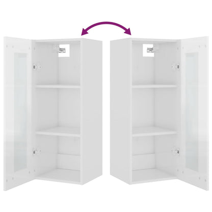 Armoire murale suspendue Blanc brillant 34,5x34x90 cm