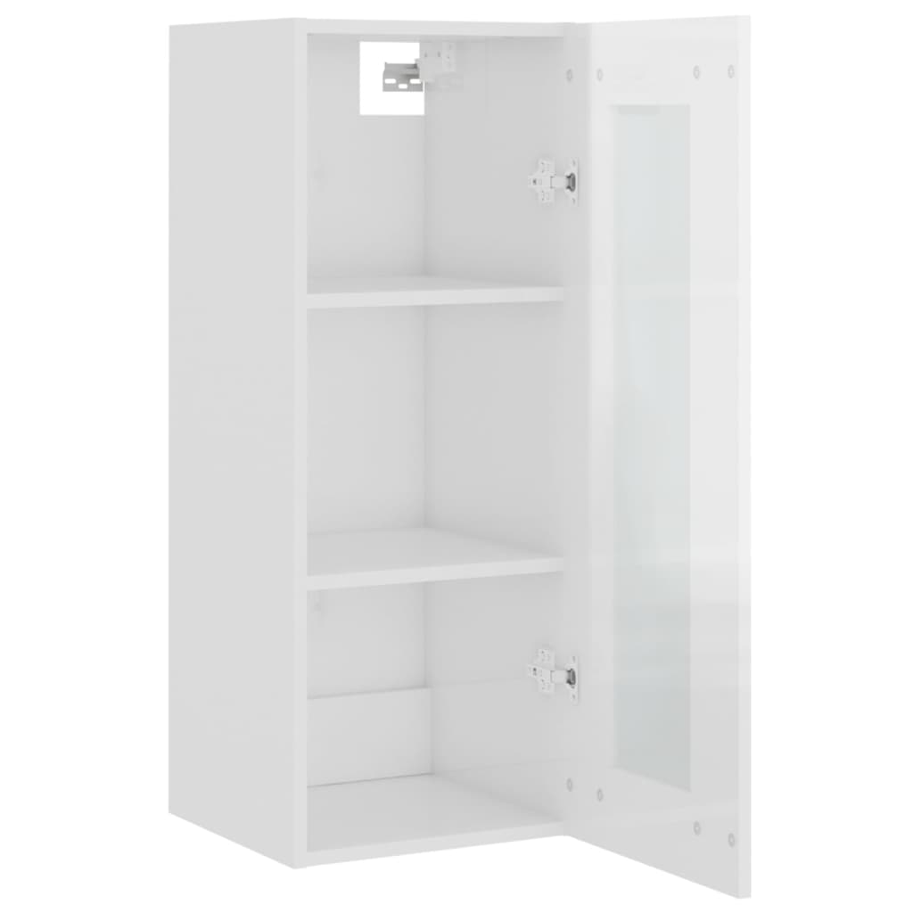 Armoire murale suspendue Blanc brillant 34,5x34x90 cm