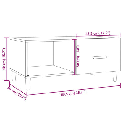 Table basse Blanc brillant 89,5x50x40 cm Bois d'ingénierie