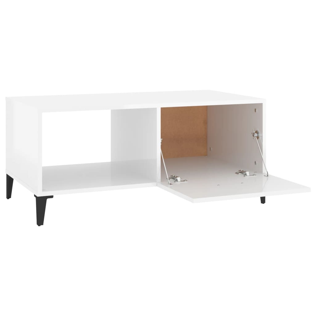 vidaXL Table basse Blanc brillant 90x50x40 cm Bois d'ingénierie