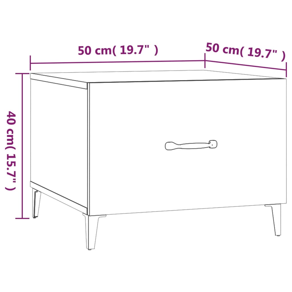 Table basse avec pieds en métal Gris béton 50x50x40 cm