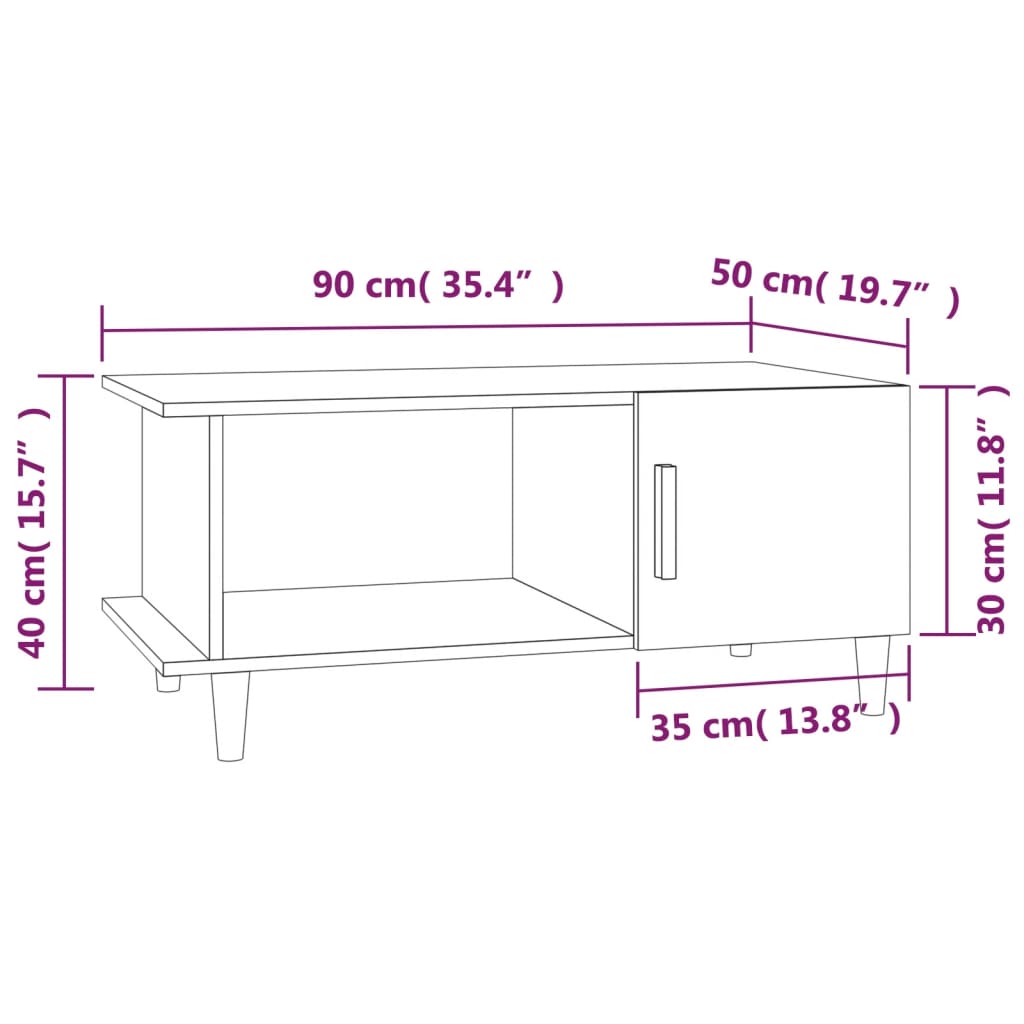 Table basse noir 90x50x40 cm bois d'ingénierie