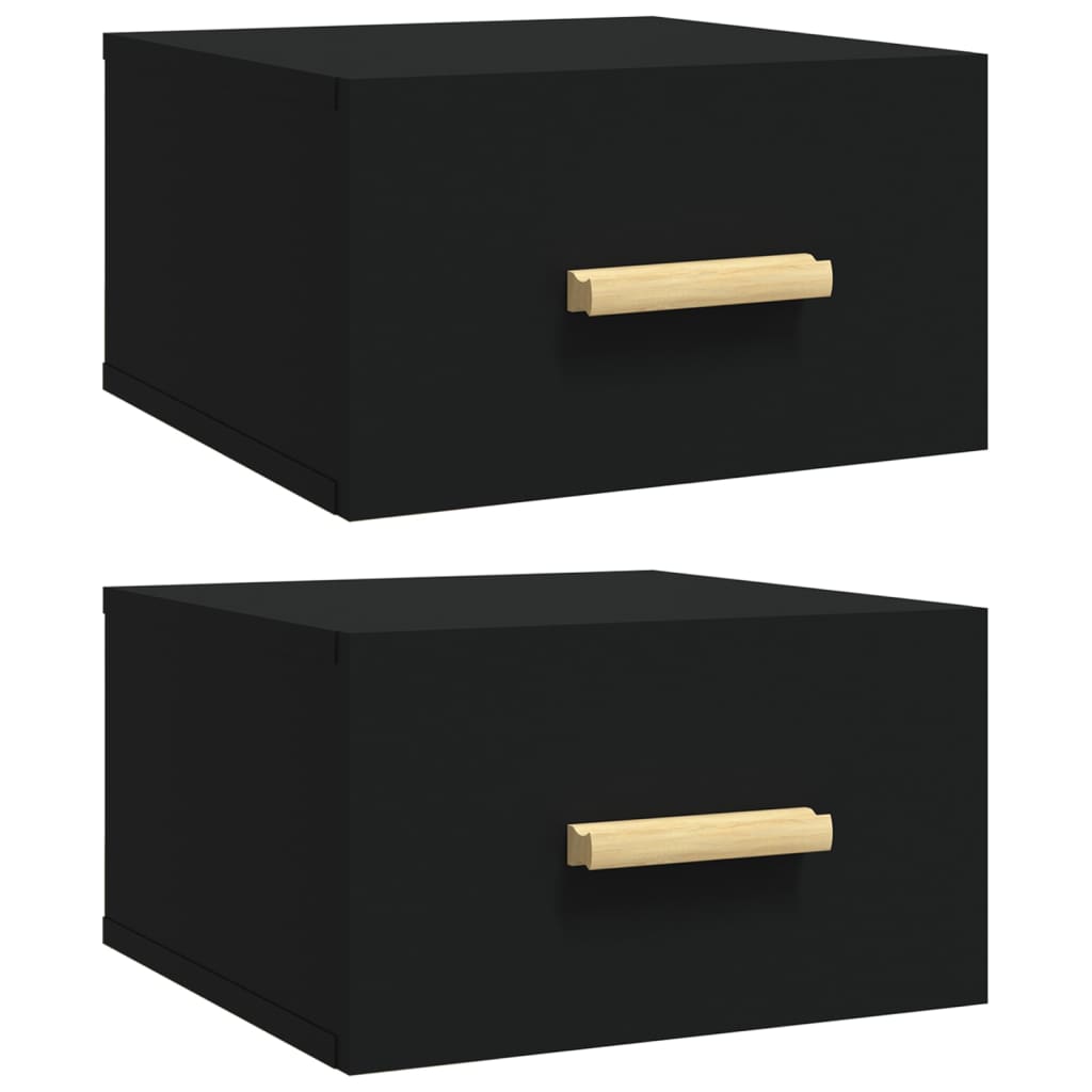 Tables de chevet murales 2 pcs noir 35x35x20 cm