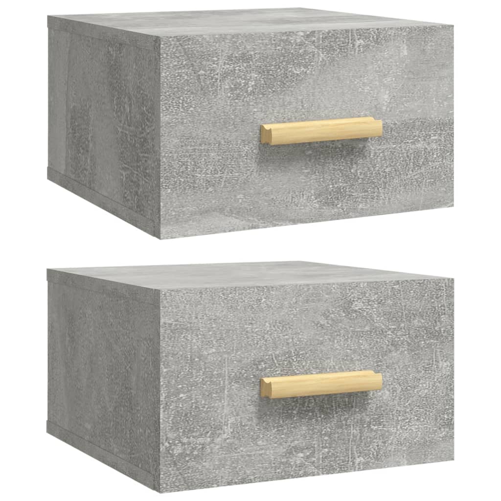 Tables de chevet murales 2 pcs gris béton 35x35x20 cm