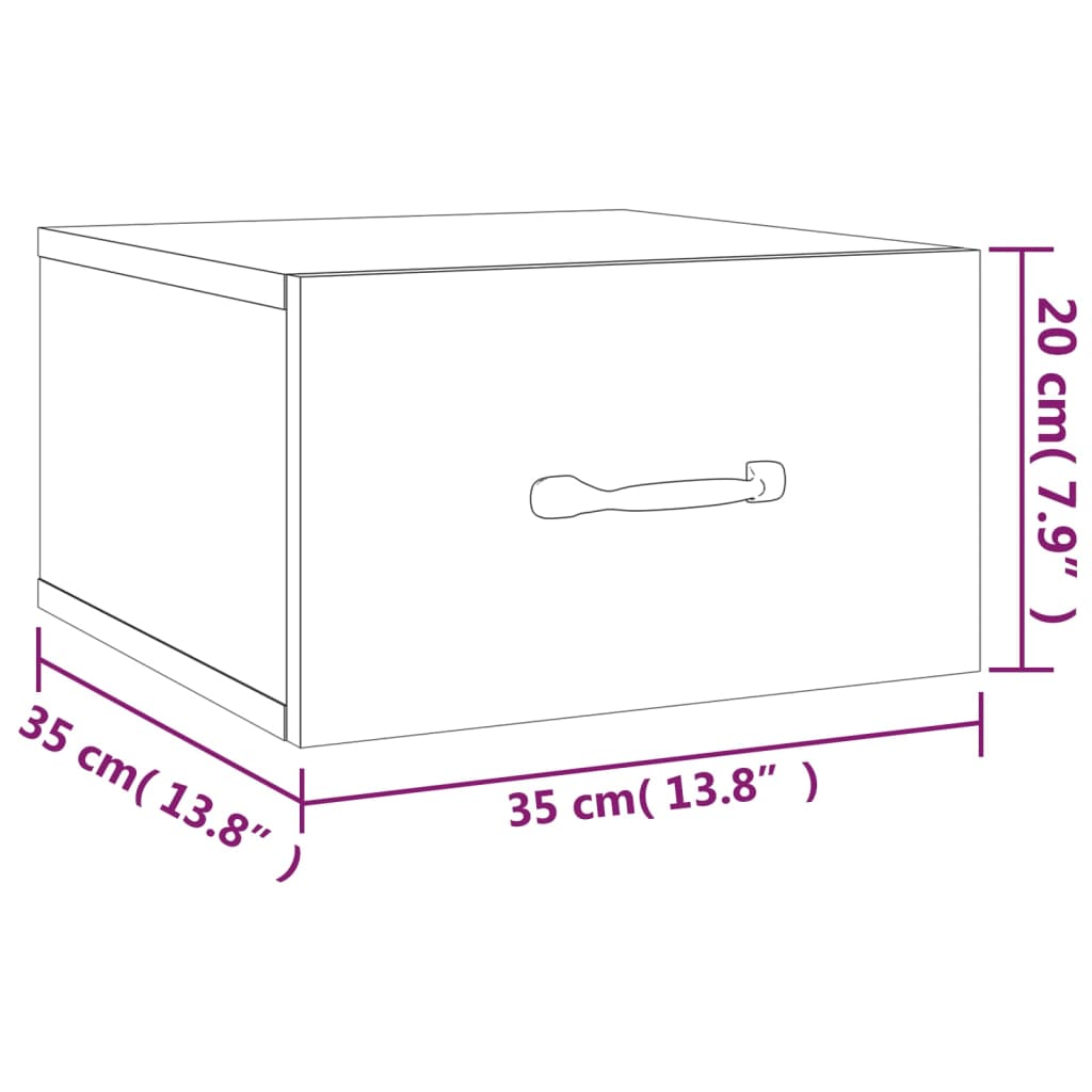 Tables de chevet murales 2 pcs blanc 35x35x20 cm