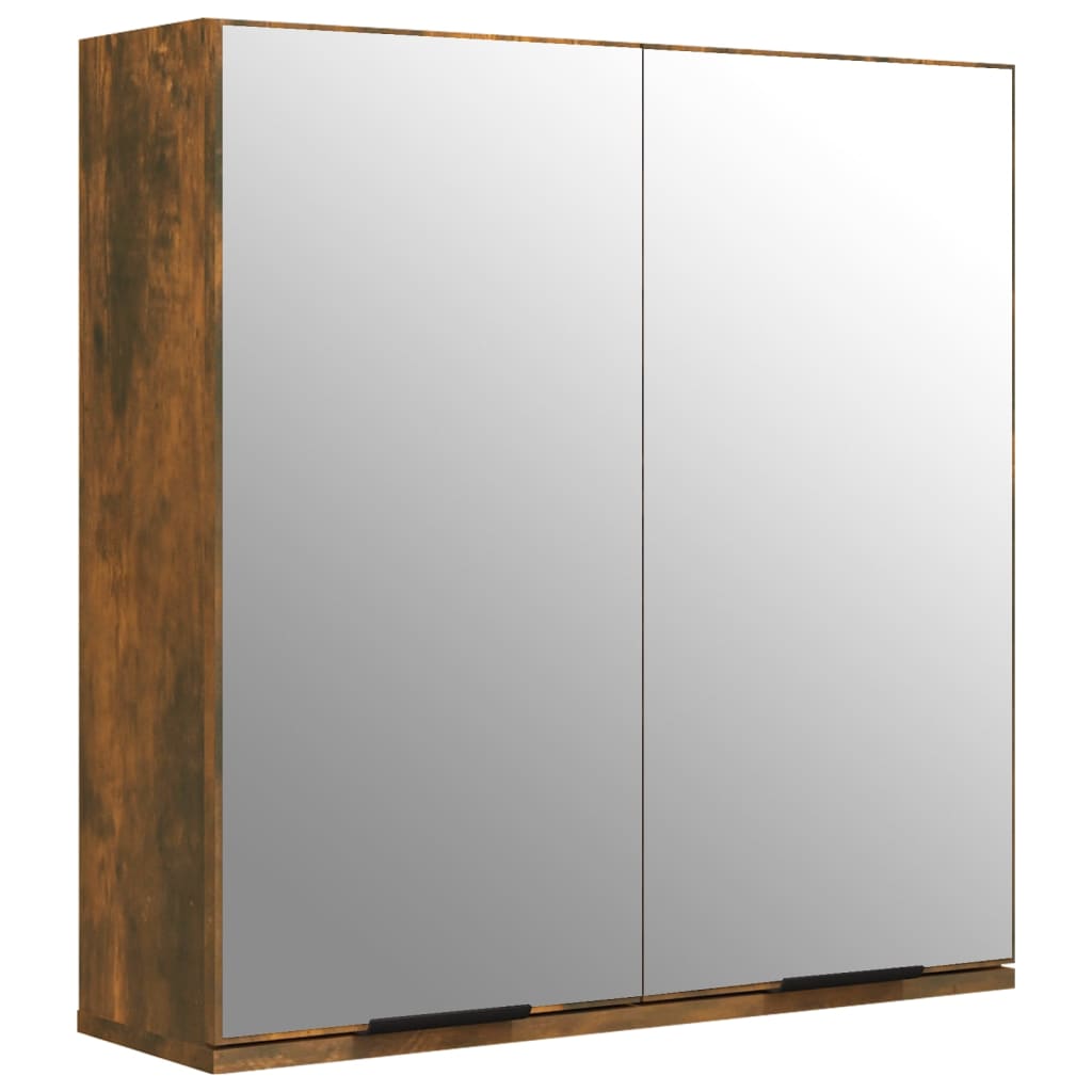 Armoire à miroir de salle de bain Chêne fumé 64x20x67 cm